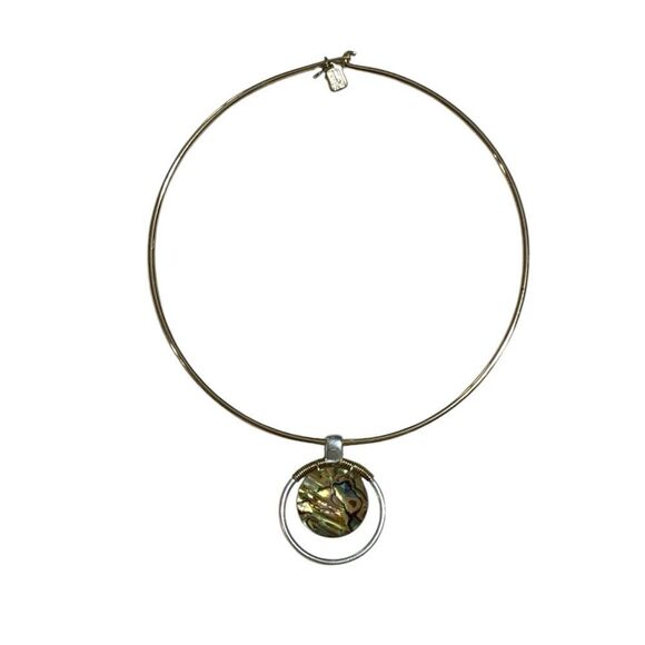 Robert Lee Morris Two tone Wire Wrapped Abalone collar necklace - Picture 1 of 5